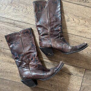 Donald J Pliner Snakeskin Cowboy Boots